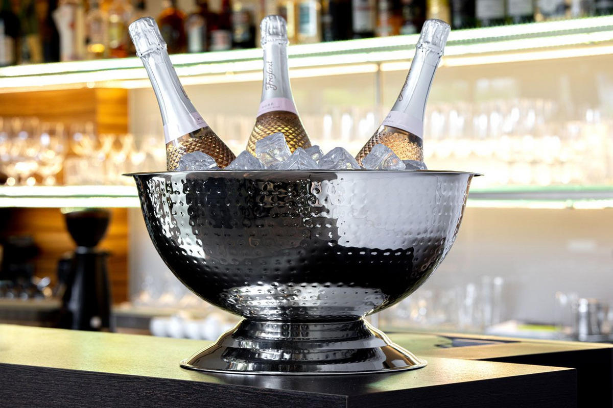 CHAMPAGNER-/FLASCHENKÜHLER Bowl Hammerschlag-Optik (Ø) 40 cm - Silberfarben, Paraffin (40/21cm) - Hermann Bauer jun. Kollektion GmbH