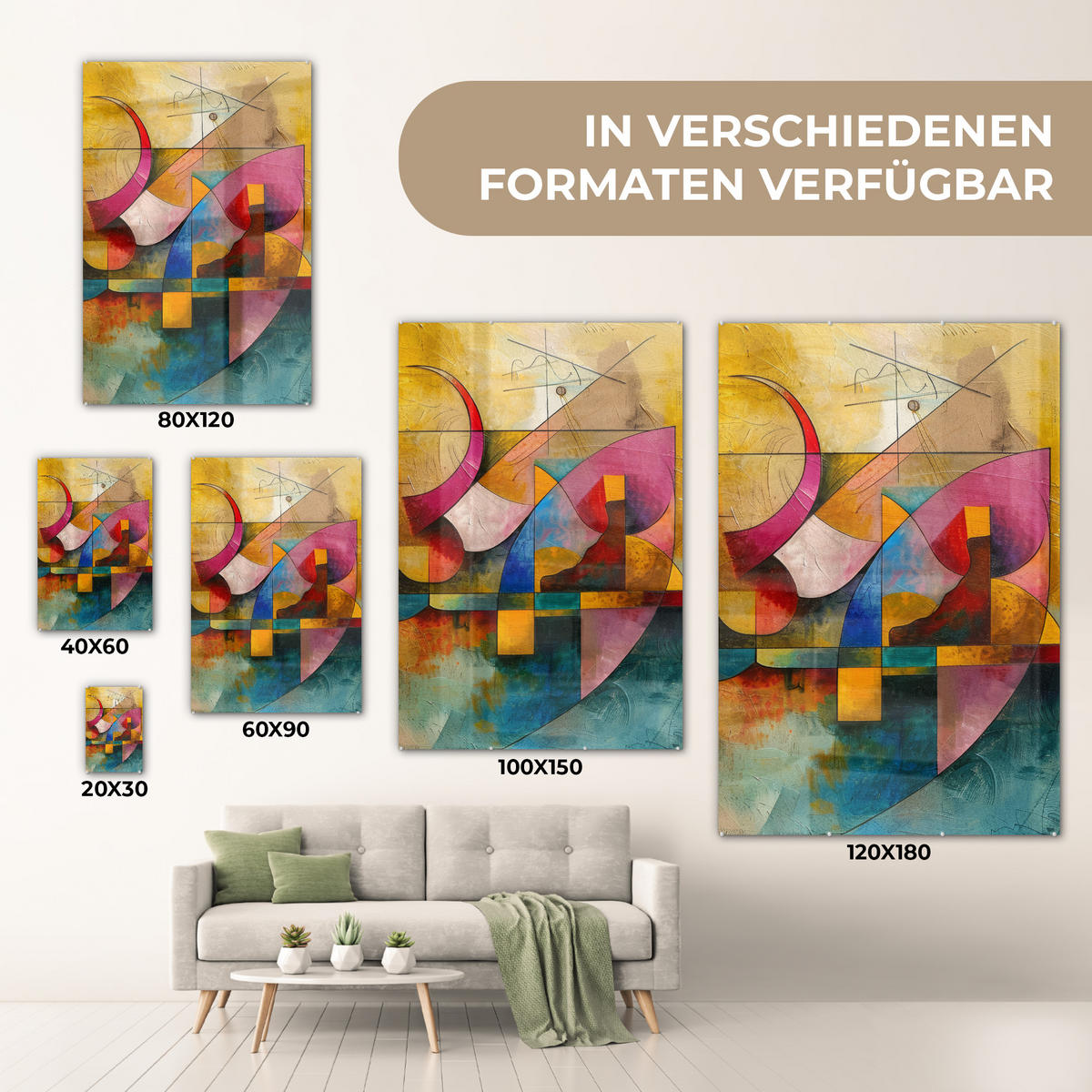 ACRYLGLASBILD Kunst - Abstrakt - Modern 40x60 cm - Gelb, Glas (40/60cm) - MuchoWow