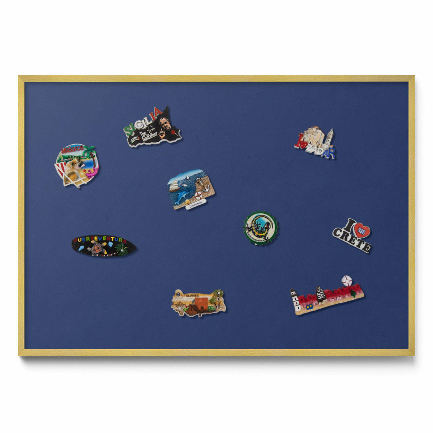 MAGNETTAFEL 100x70 cm Goldener Rahmen Dunkelblau - Pflaume, Metall (100/70/0.4cm) - TULUP