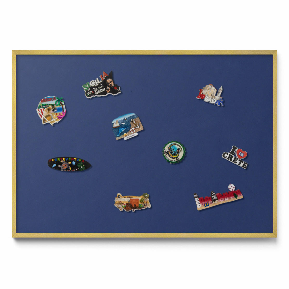 MAGNETTAFEL 100x70 cm Goldener Rahmen Dunkelblau - Pflaume, Metall (100/70/0.4cm) - TULUP