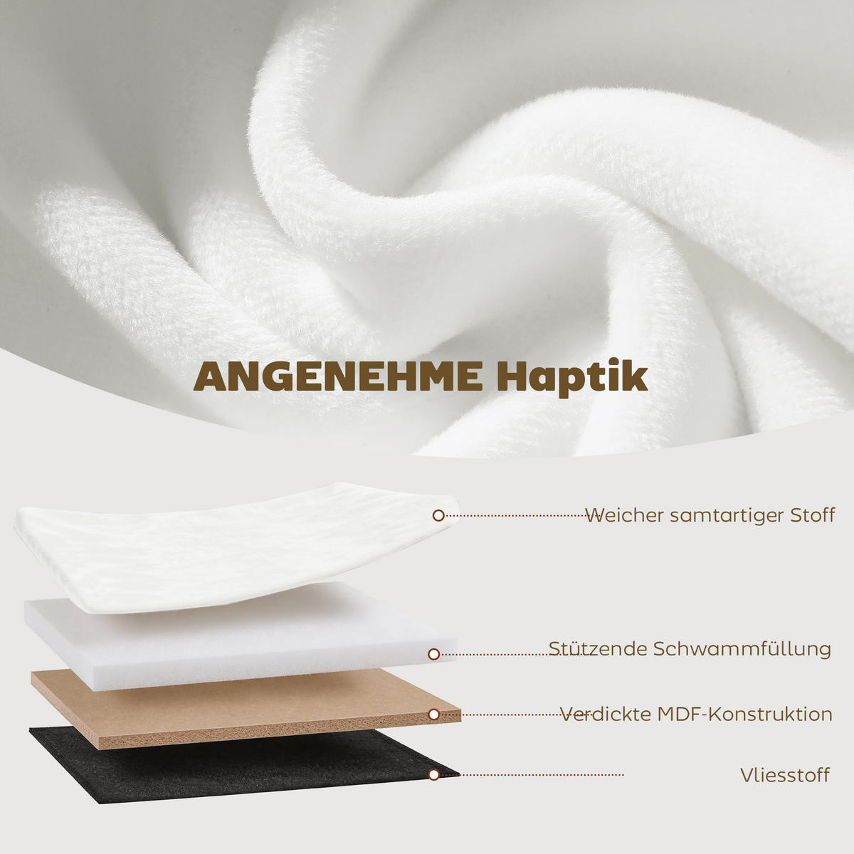 TRUHENBANK DE-07216 klappbar mit Samt-Optik Creme - Creme, Textil (38/35/76cm) - ComfortXL
