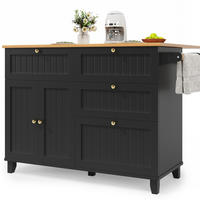 KÜCHENINSEL mit Stauraum 133 x 70 cm MDF Schwarz - Schwarz, Holz (70/88/133cm) - Beauniv