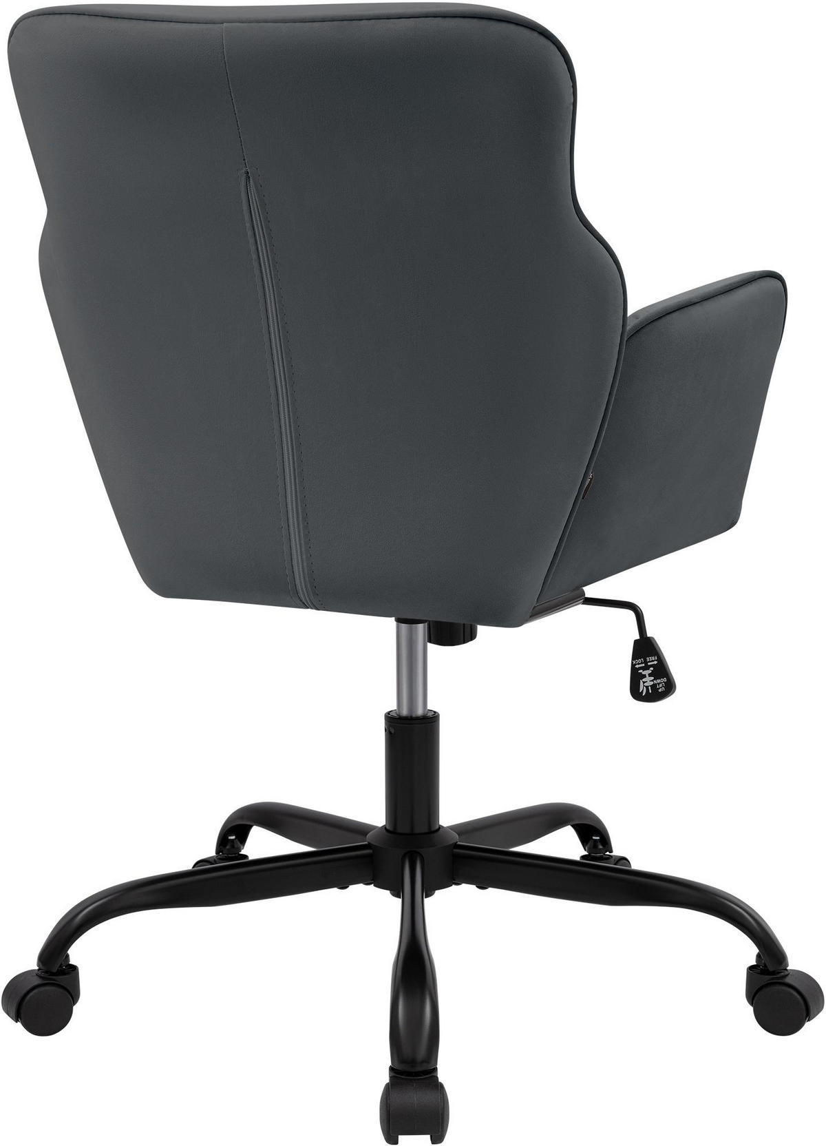 DREHSTUHL Samt Grau - Schwarz/Grau, Textil (62/86/68cm) - CLP
