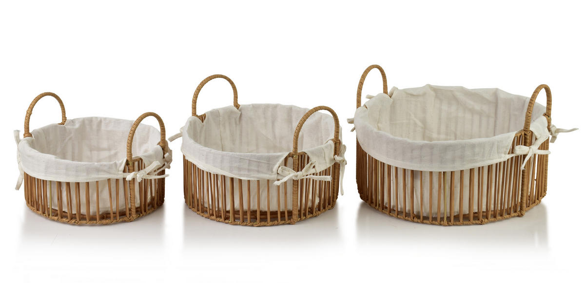 BROTKORB Will 3er Set Naturfarbe 35x35x16/24 cm Kunststoff - Naturfarben, Kunststoff (35/24/35cm) - Mondex