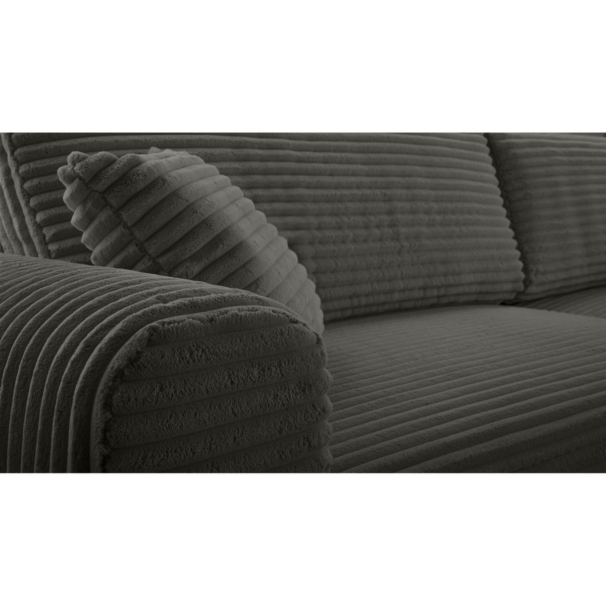 ECKSCHLAFSOFA Harmonia Dunkelgrau rechts - Dunkelgrau/Schwarz, Textil (297/169cm) - Beautysofa