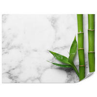 FOTOTAPETE für Küche Bambusblätter Grauer Marmor Exotisch Elegant 450x315 - Weiß/Grau, Papier (450/315cm) - Muralo