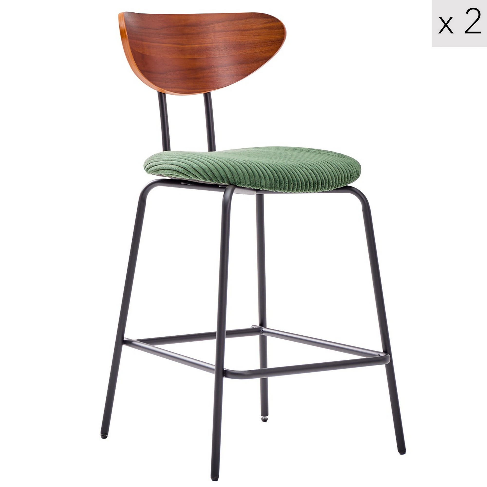 BARHOCKER 2er-Set Stoff Grün - Grün, Textil (50/94/59cm) - Nordlys