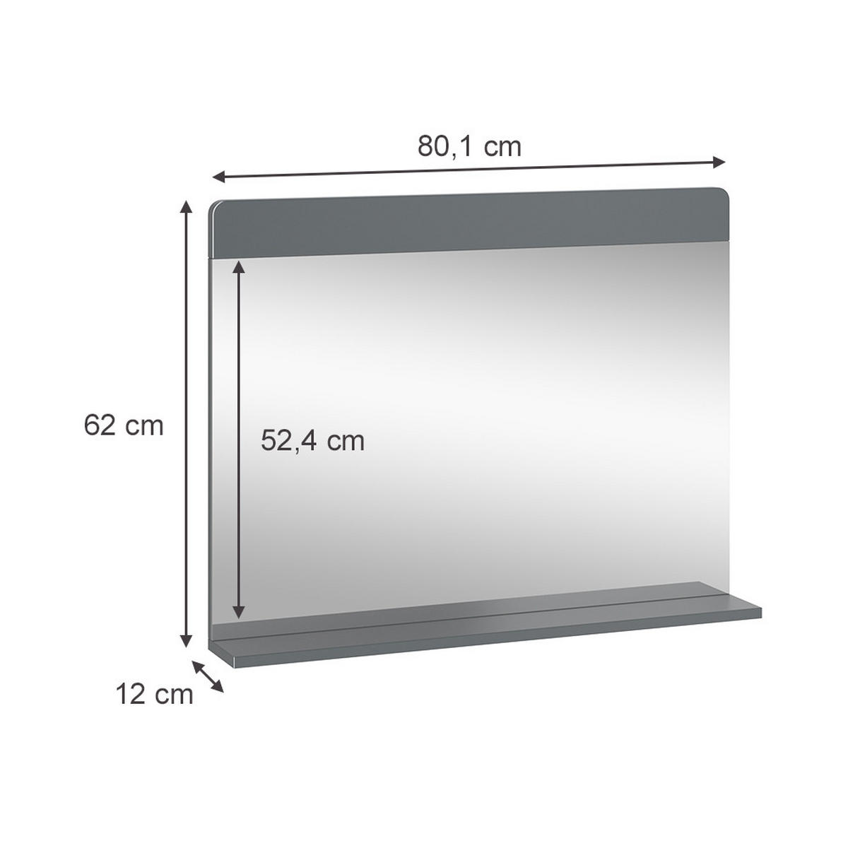 BADEZIMMERSPIEGEL Izan Grau 80.1 x 62 cm - Grau, Glas (80.1/62/12cm) - Vicco