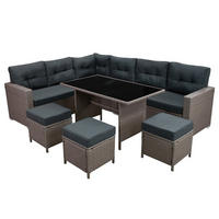 GARTENMÖBEL SET Polyrattan - Grau - Grau, Kunststoff - Jardi