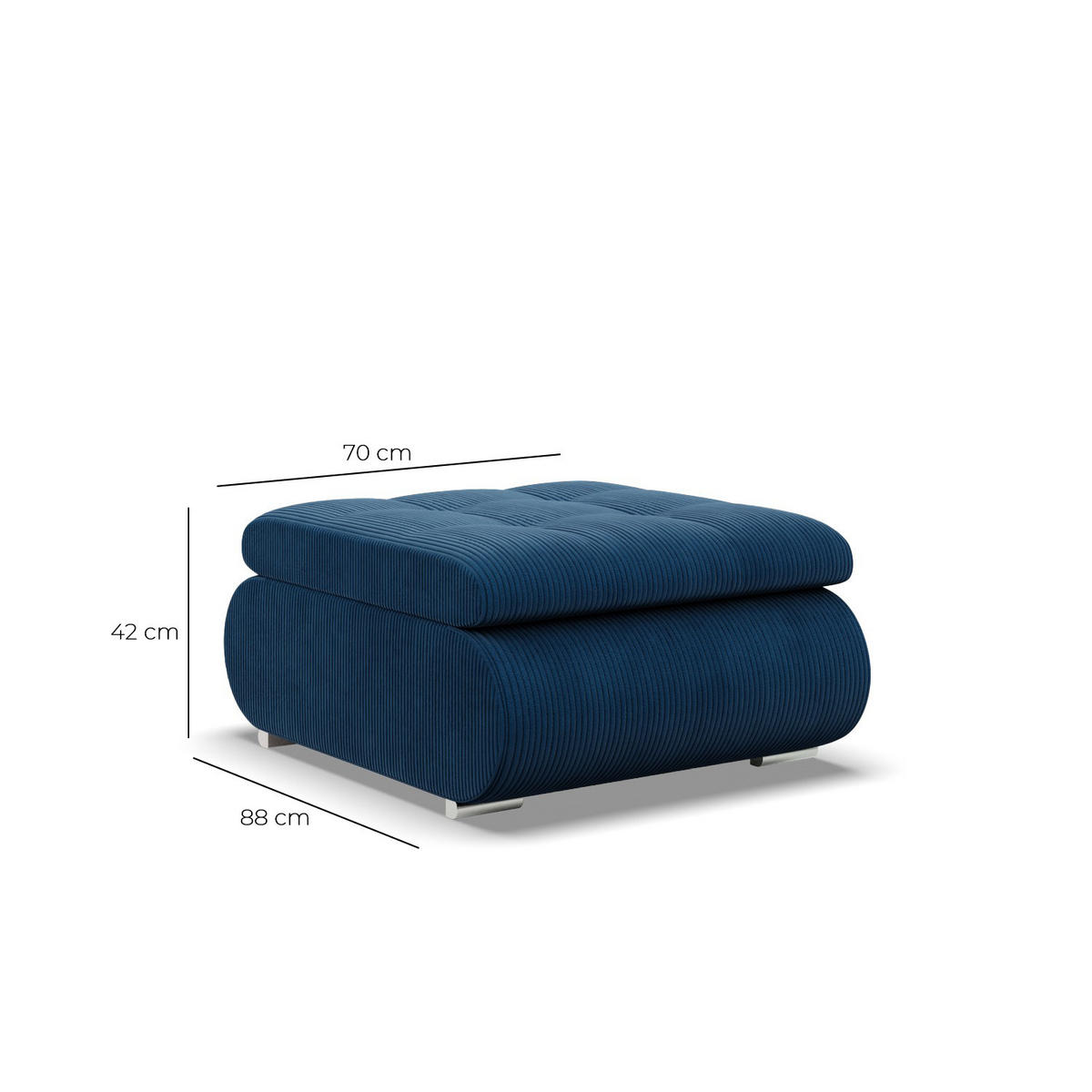 SITZPOUF FÜR DAS WOHNZIMMER FORESTA, Cord - Dunkelblau - Dunkelblau, Textil (88/42/70cm)
