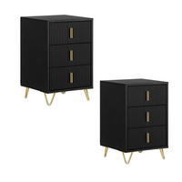 NACHTTISCH mit 3 Schubladen FBT115-L-SCHx2 - Schwarz, Holzwerkstoff (40/63/36cm) - SoBuy