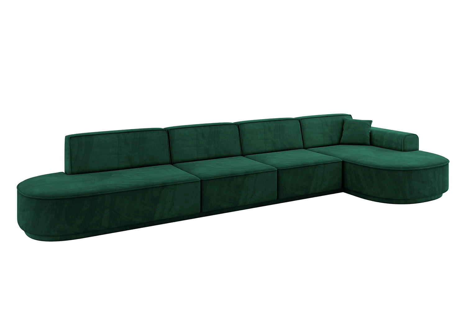 ECKSOFA Ottomane Rechts MARI-L3-v3 - 413x171x83 cm Grün Velours - Schwarz/Grün, Holzwerkstoff/Kunststoff (171/413cm) - ALTDECOR