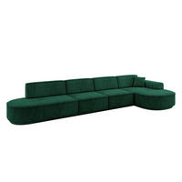 ECKSOFA Ottomane Rechts MARI-L3-v3 - 413x171x83 cm Grün Velours - Schwarz/Grün, Holzwerkstoff/Kunststoff (171/413cm) - ALTDECOR