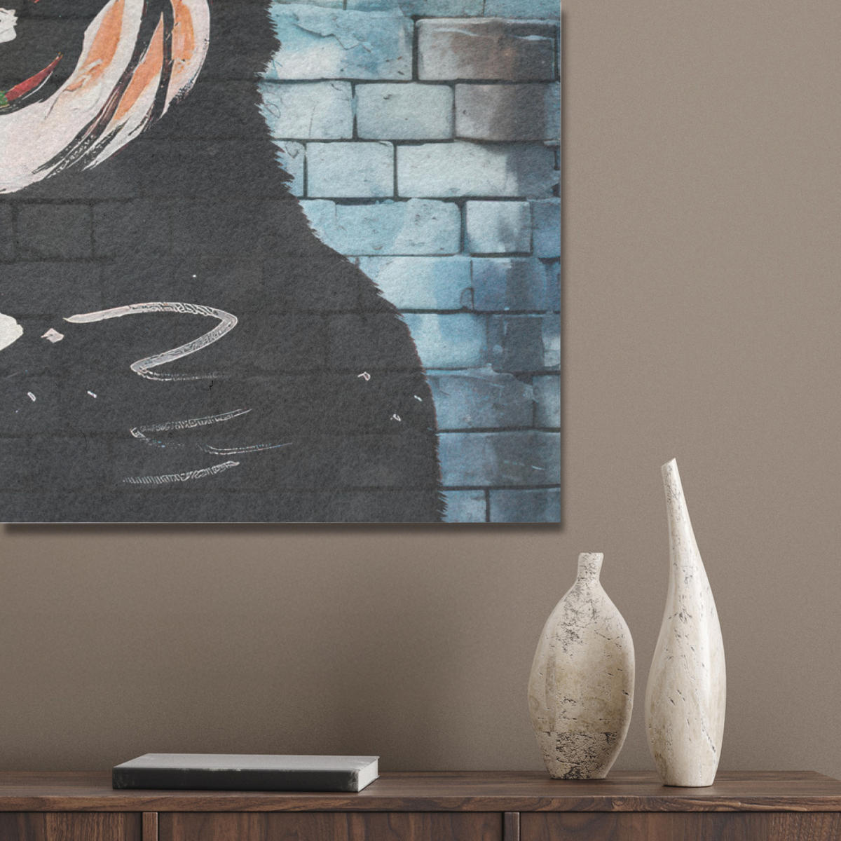 AKUSTIKPANEEL Affe - Graffiti - Musik 100x70 cm - Multicolor, Textil (100/0.9/70cm) - MuchoWow