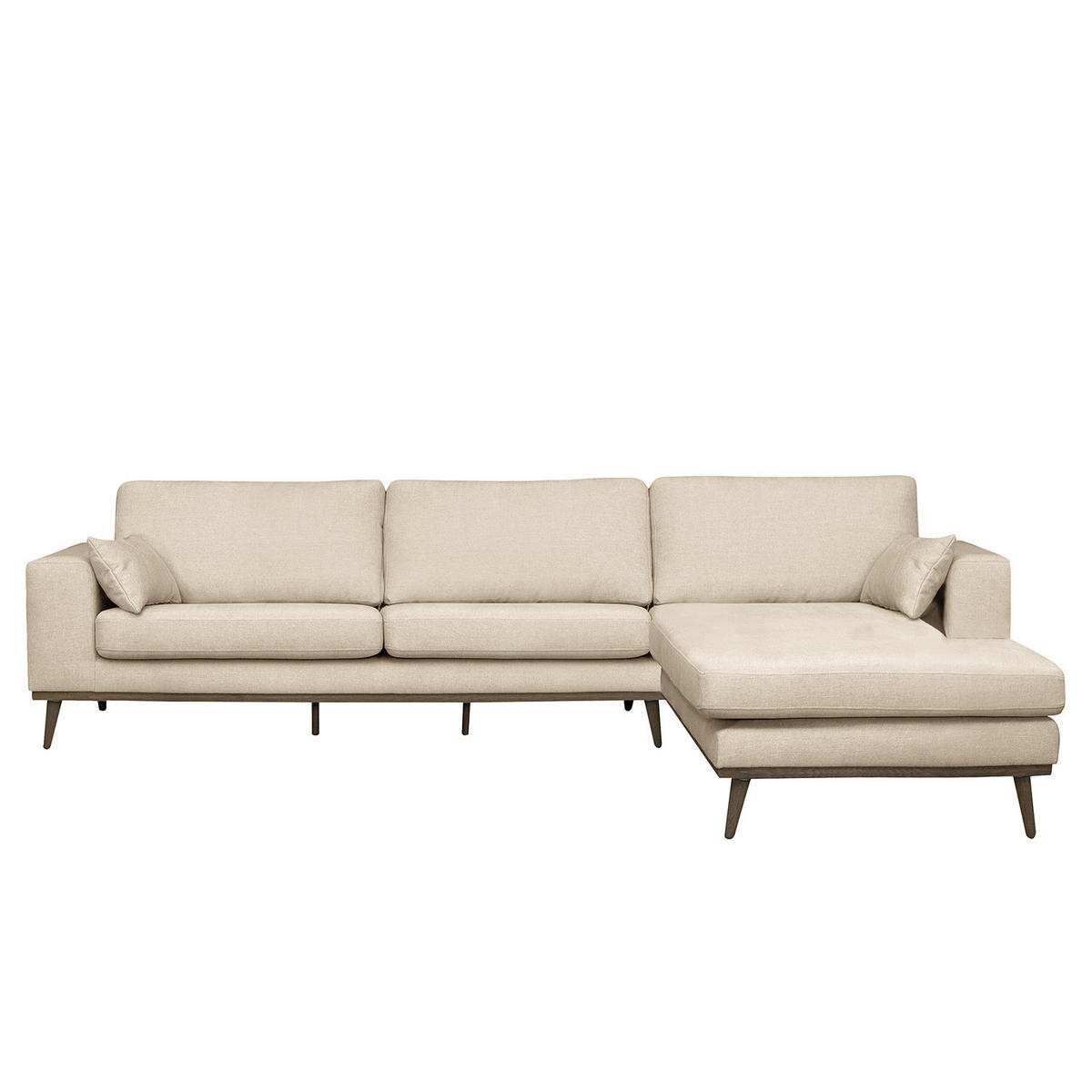 ECKSOFA mit Longchair - Eichefarben/Creme, Textil (281/153cm) - home24