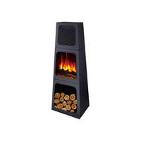 ELEKTROKAMIN Schwarz Bodenmodell mit integrierter Heizung 1800 W - Schwarz, Glas (45/120/35cm) - Purline