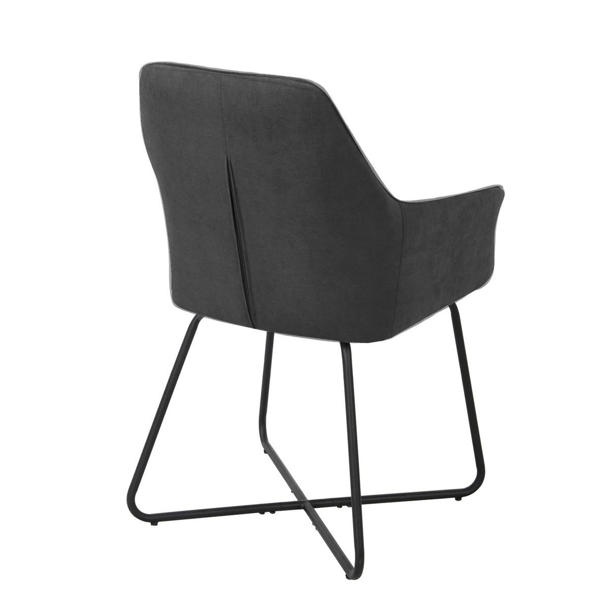 ESSZIMMERSTUHL JOSIE Dining 2er Set Stoffbezug Dunkelgrau - Anthrazit/Schwarz, Textil (59/88/58cm) - SVITA