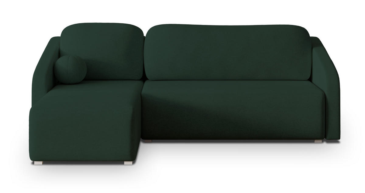 ECKSOFA MARELLO Grün Geflochtener Stoff mit Schlaffunktion - Grün, Holz (220/143cm) - MASSENO