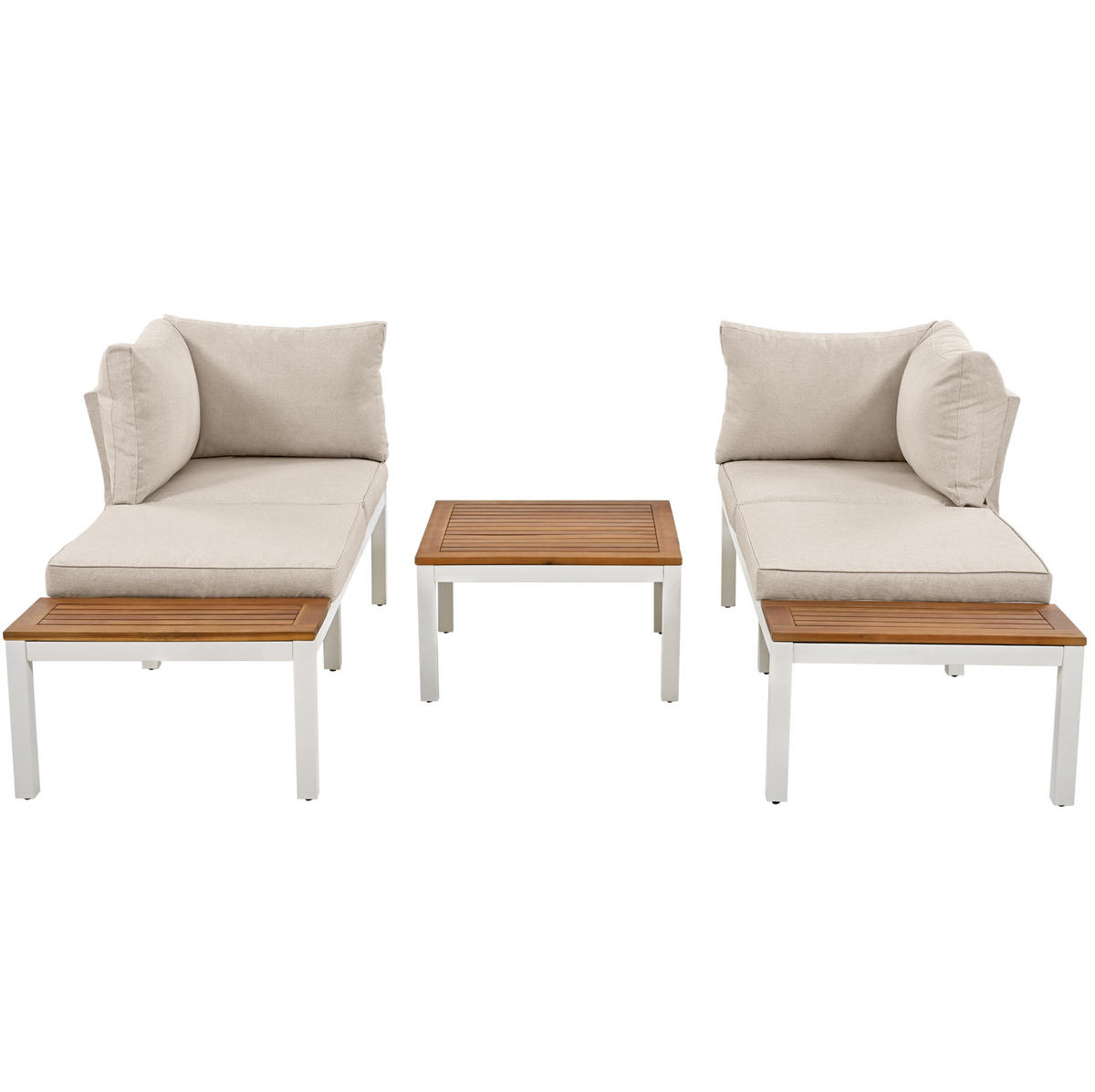 GARTENMÖBEL 120x60x66cm beige aus Stahlverzinkt und Akazie - Beige, Metall - Modfu