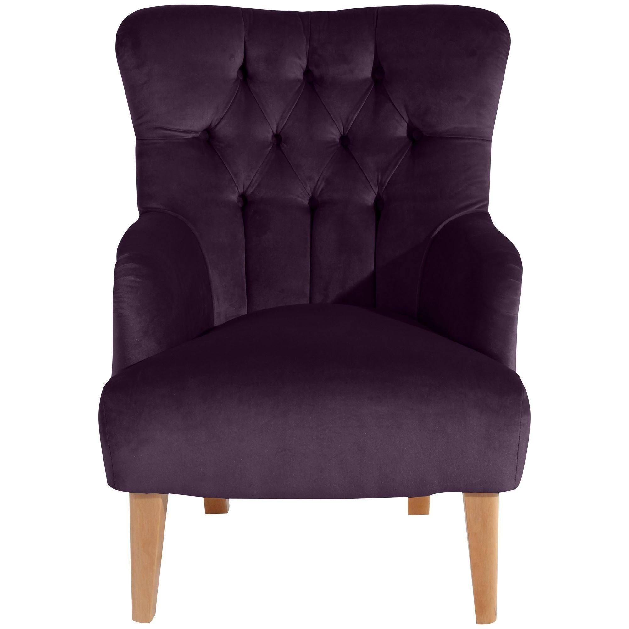 SESSEL Kaiya Bezug Samtvelours Buche natur / purple - Lila, Kunststoff (71/97/82cm) - 58aufmkessel
