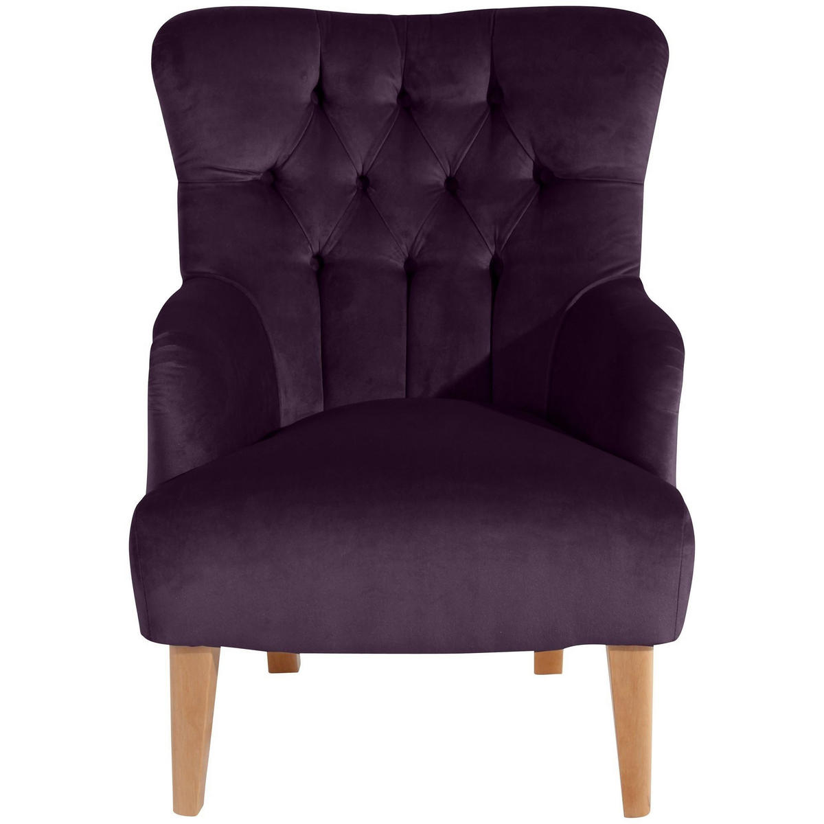 SESSEL Kaiya Bezug Samtvelours Buche natur / purple - Lila, Kunststoff (71/97/82cm) - 58aufmkessel