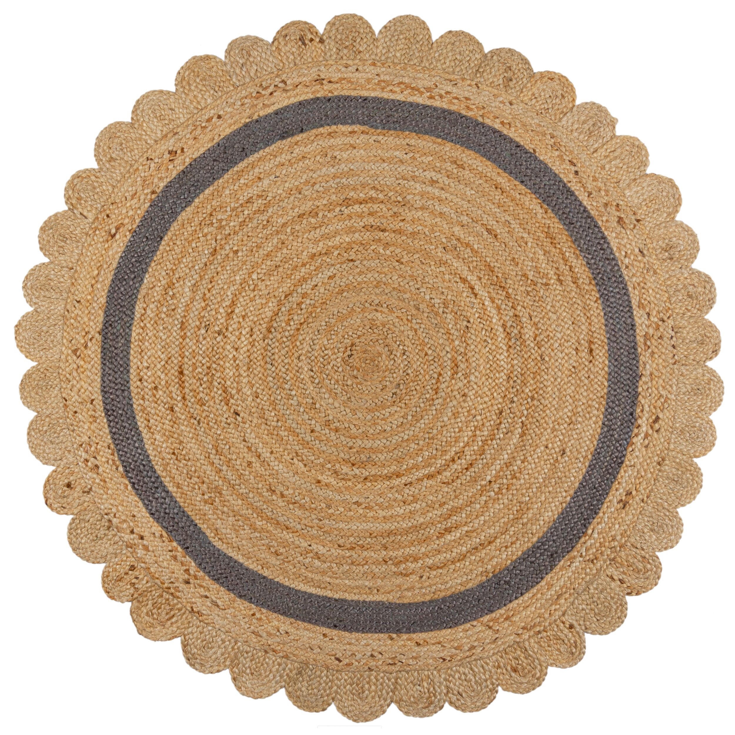 TEPPICH Jute Handarbeit-Design, naturfarben GRACE, Braun-Grau 160x160 cm - Braun, Naturmaterialien (160/160cm) - KADIMA DESIGN