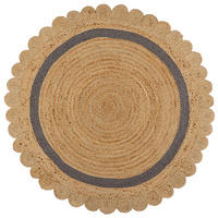 TEPPICH Jute Handarbeit-Design, naturfarben GRACE, Braun-Grau 160x160 cm - Braun, Naturmaterialien (160/160cm) - KADIMA DESIGN