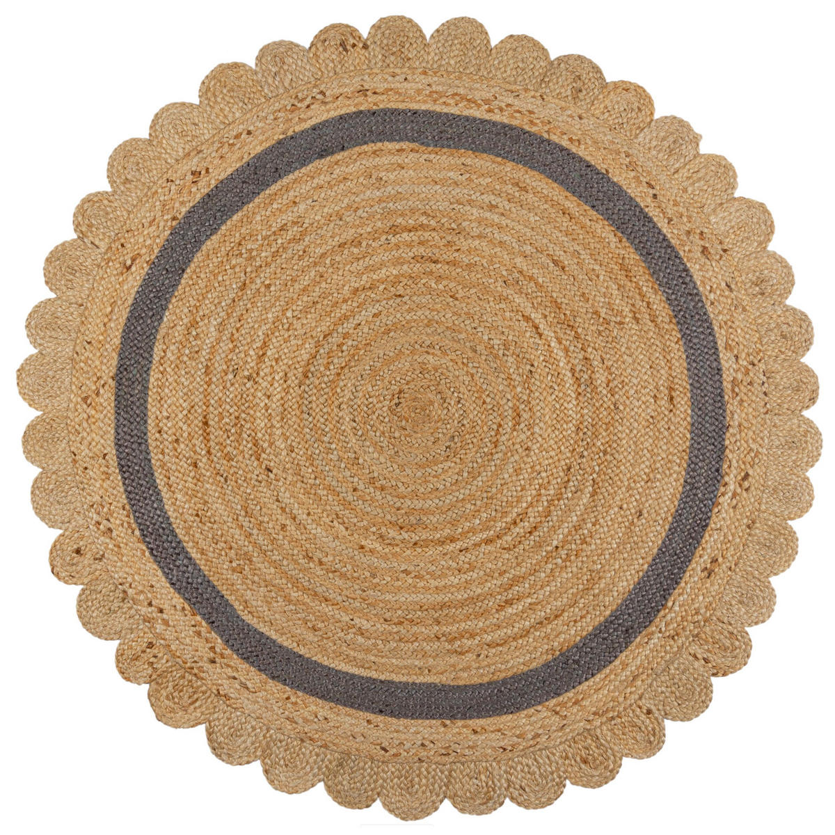 TEPPICH Jute Handarbeit-Design, naturfarben GRACE, Braun-Grau 160x160 cm - Braun, Naturmaterialien (160/160cm) - KADIMA DESIGN
