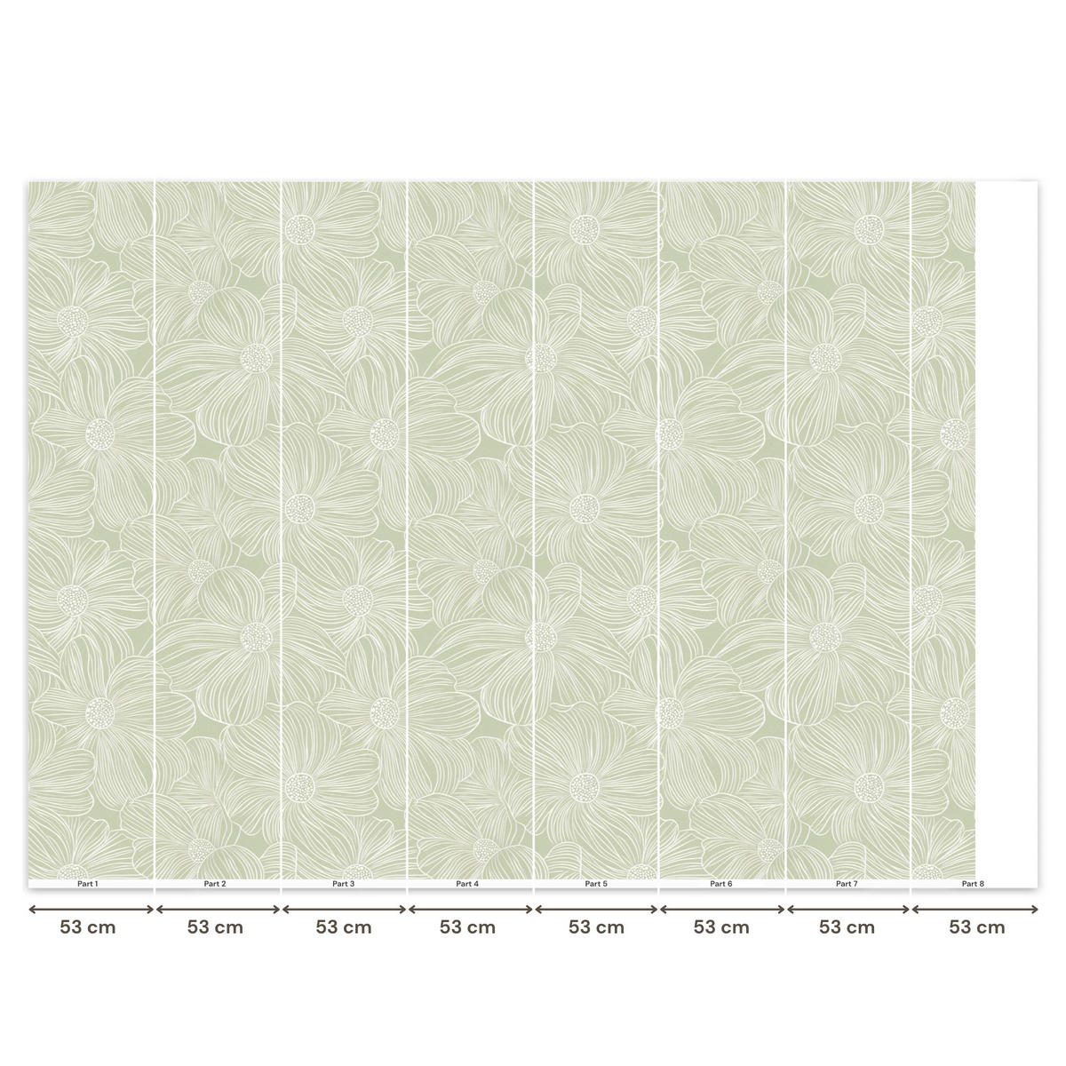 TAPETE - Gelassenheit - Blumen - Grün - 400x300 cm - Salbeigrün, Papier (400/300cm) - OnlyWow