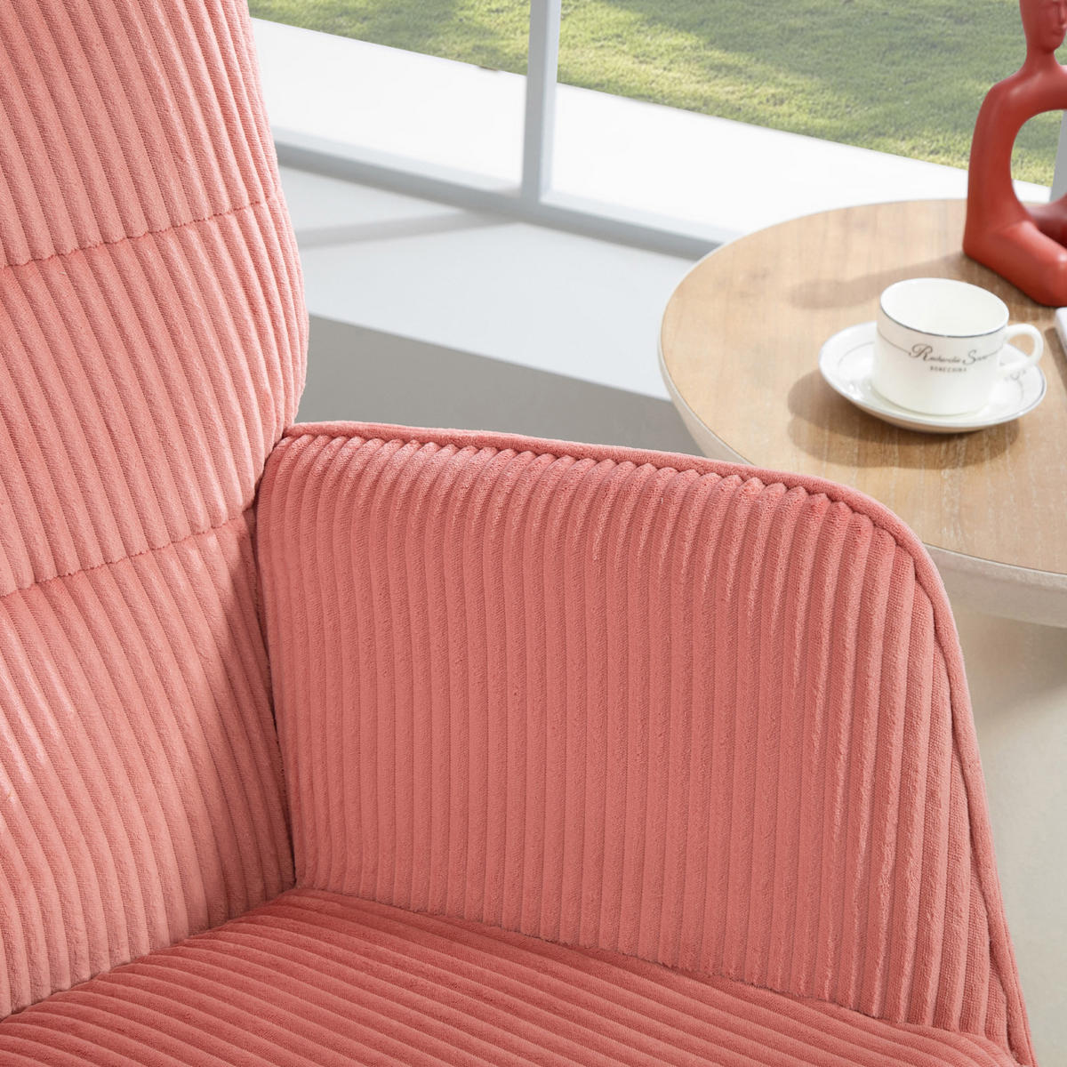 SCHAUKELSTUHL Polyester Kordoptik mit Armlehnen 71/98/101 cm Rosa - Rosa, Textil (98/101/71cm) - Redom