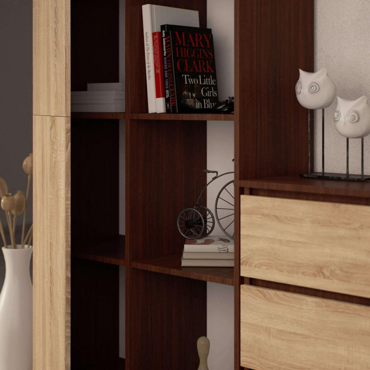 STANDREGAL Dunkelbraun, Eiche Sonoma 180/80/35 - Dunkelbraun, Holzwerkstoff (80/180/35cm) - RAUMHIRSCH FURNITURE