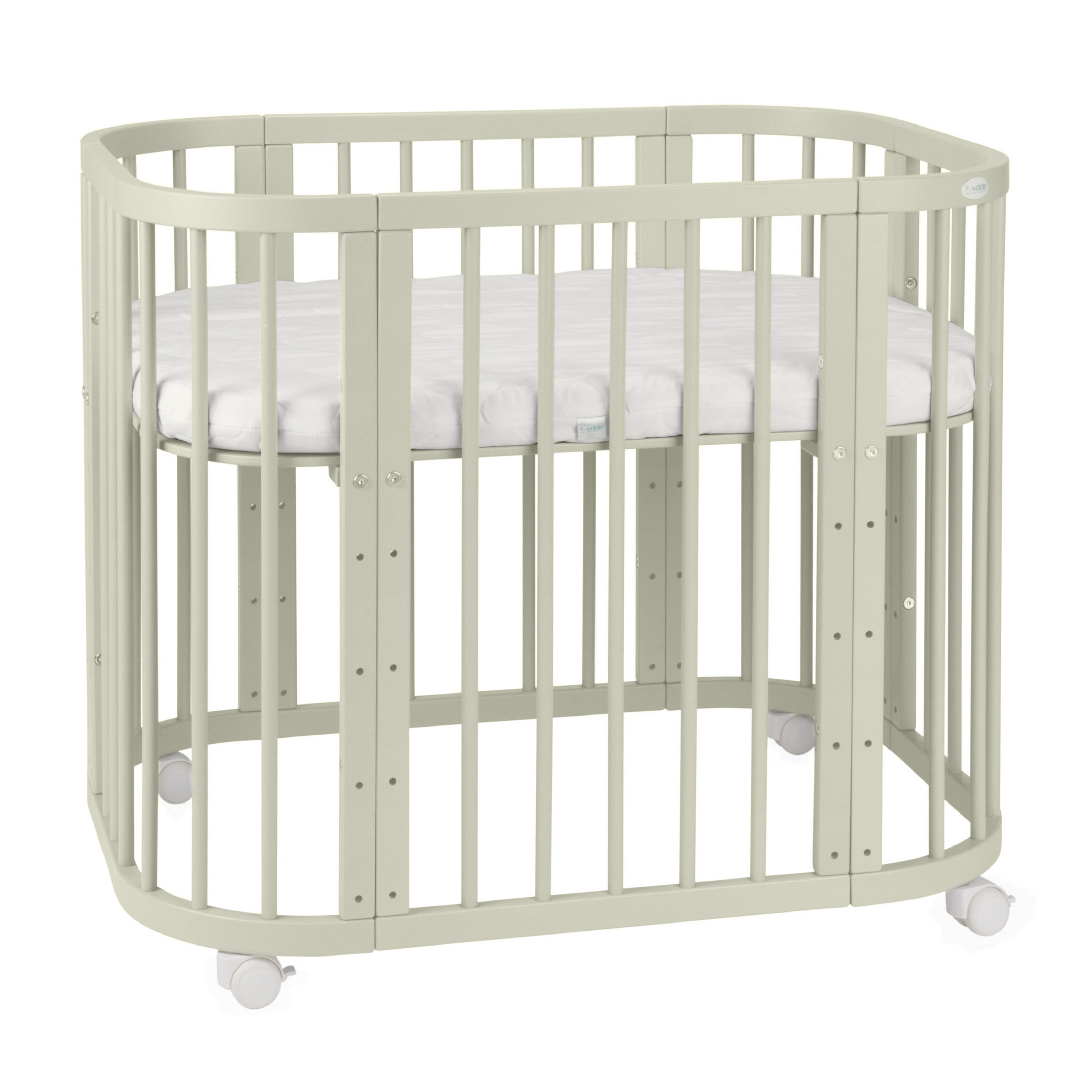 BABYBETT OLIVE, 5in1 mit Matratze - Olivgrün, Holz (65.5/92cm) - waldin