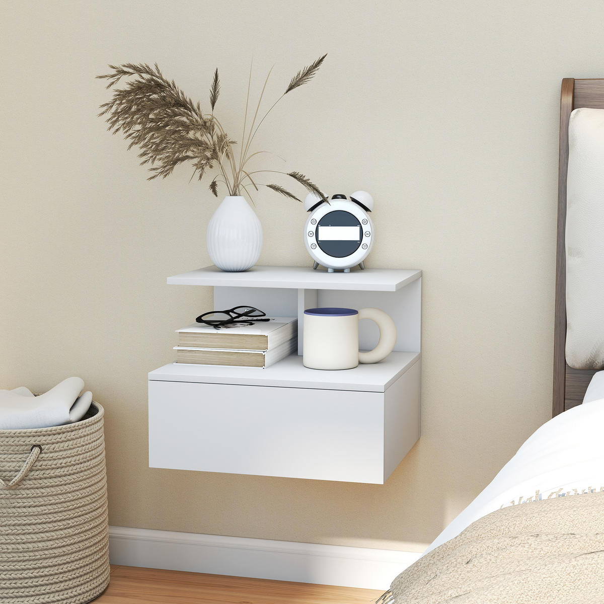 NACHTTISCH Spanplatte Weiß - Weiß, Holzwerkstoff (35/31.6/39.8cm) - HOMCOM