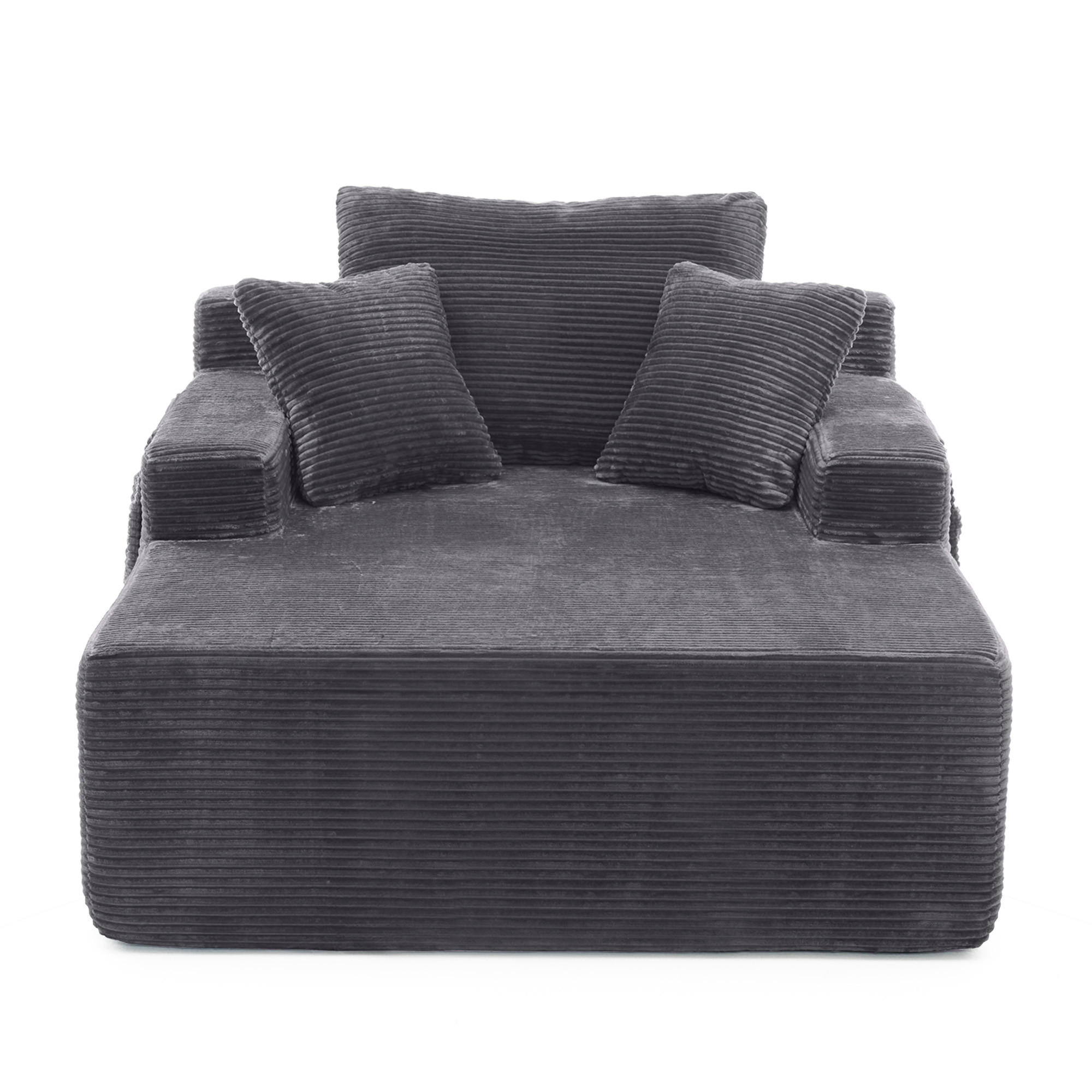 SOFAELEMENT 150/110/70 cm Dunkelgrau Cord mit 2 Staufächer - Dunkelgrau, Textil (70/150/110cm) - Oxeza