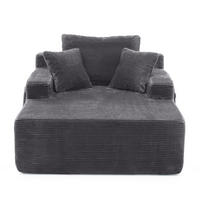 SOFAELEMENT 150/110/70 cm Dunkelgrau Cord mit 2 Staufächer - Dunkelgrau, Textil (70/150/110cm) - Oxeza