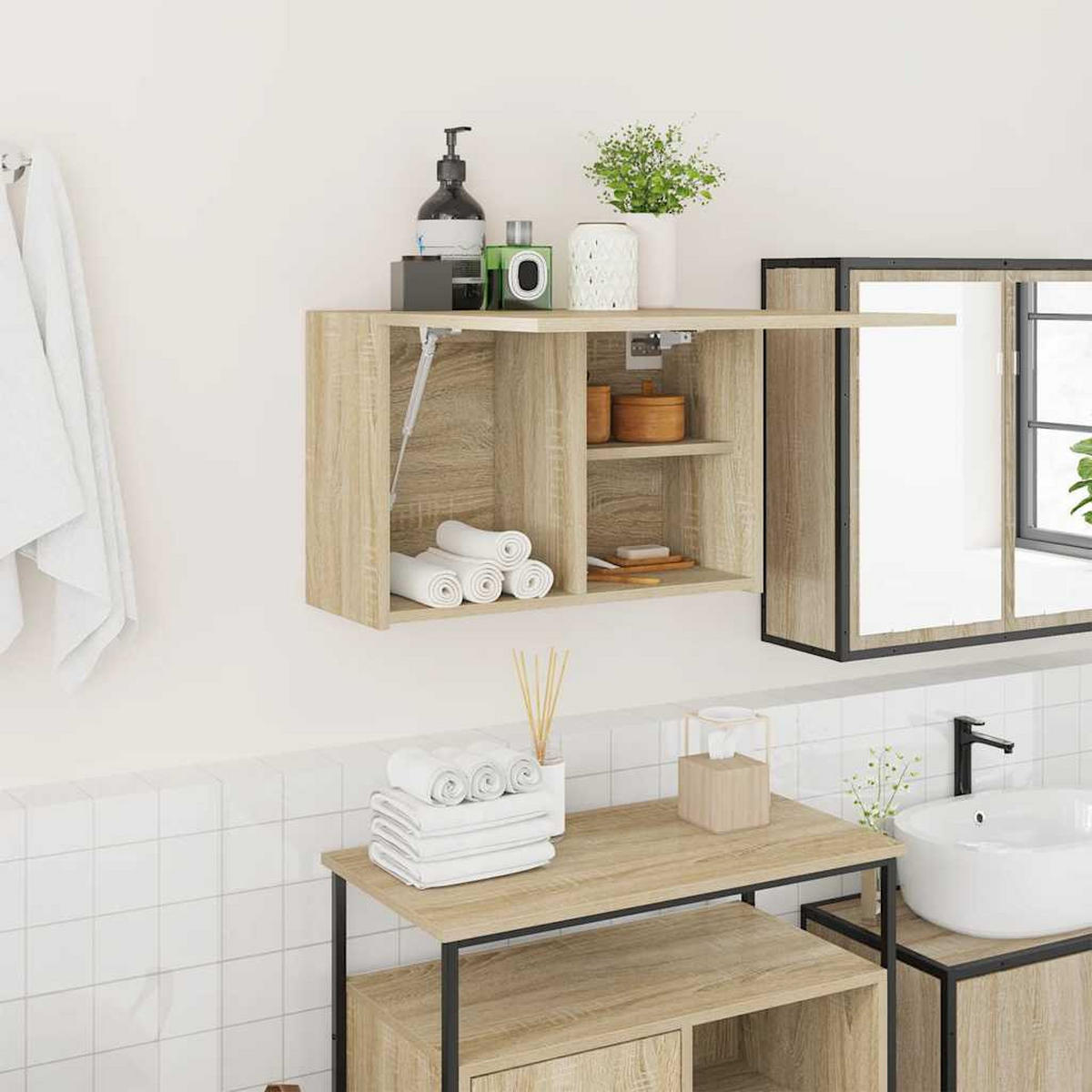 BAD-WANDSCHRANK Sonoma-Eiche 60/25/40 Cm Holzwerkstoff - Hellbraun, Holzwerkstoff (25/40/60cm) - vidaXL