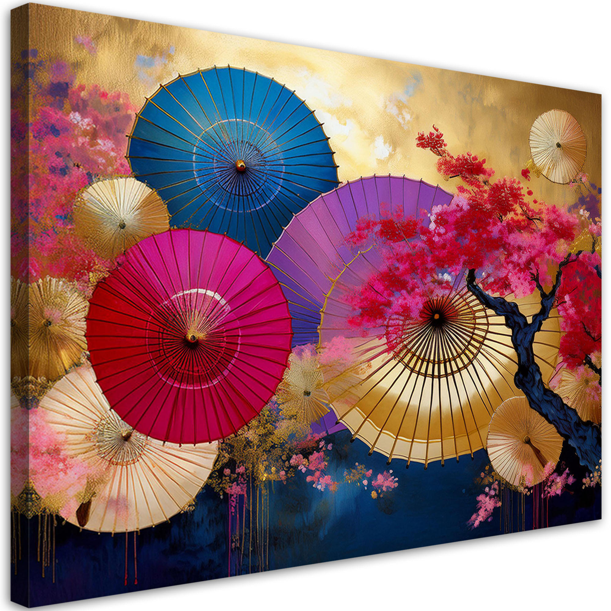 WANDBILD bunte japanische fans - Multicolor, Textil (60/40cm) - Feeby