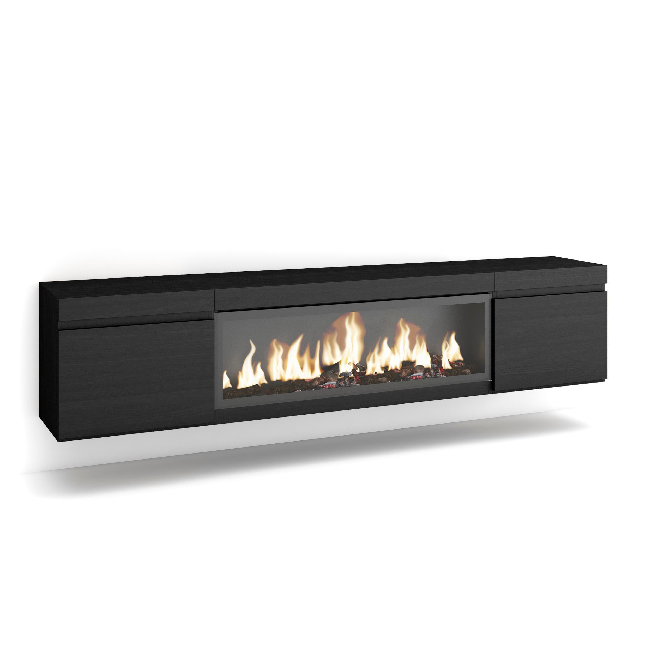 Skraut Home Lowboard, Schwarz 208x45x35 cm