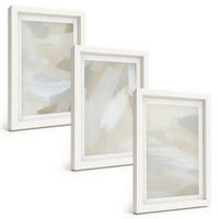 BILDER SET 3er Set - 20x30 cm Weißer Rahmen - Abstrakter Pinselhintergrund - Weiß, Kunststoff (20/30cm) - TULUP