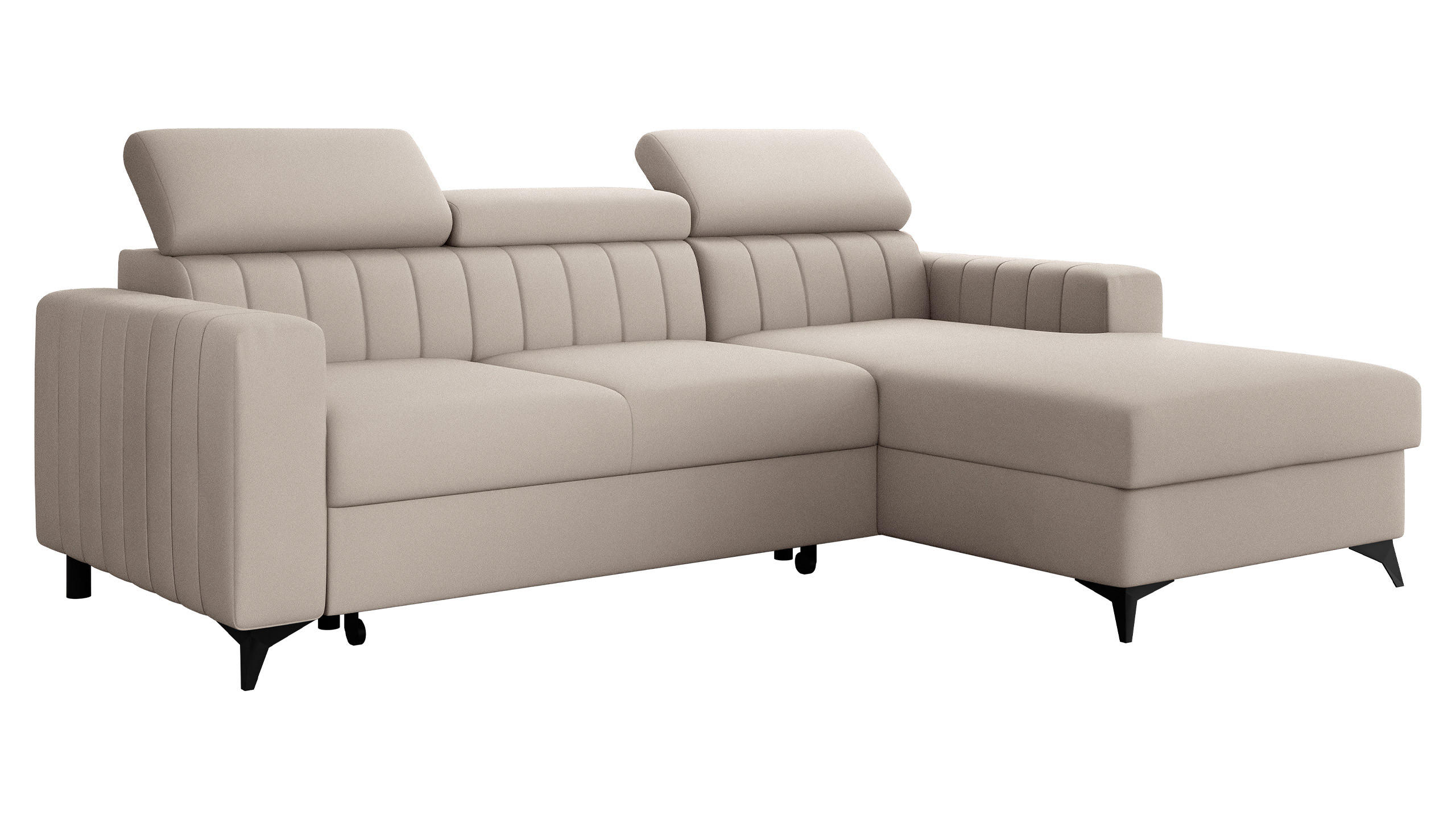 COLTAR Milano, Dreapta 2R+LC - bej/negru, material textil/lemn (172/236cm) - MIRJAN24