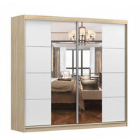 SCHWEBETÜRENSCHRANK MULTI 38 Sonoma Eiche/Weiß mit Spiegel 233 cm - Alufarben/Weiß, Glas/Holzwerkstoff (233/218/61cm) - imoebel24