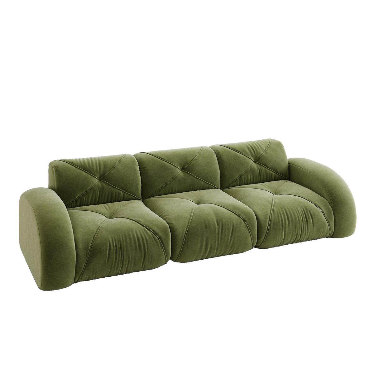 3-SITZER SOFA chenille in weiß oder grün, rahmenlos & montagefrei - Grün, Textil (281/76/95cm) - Urban Meuble