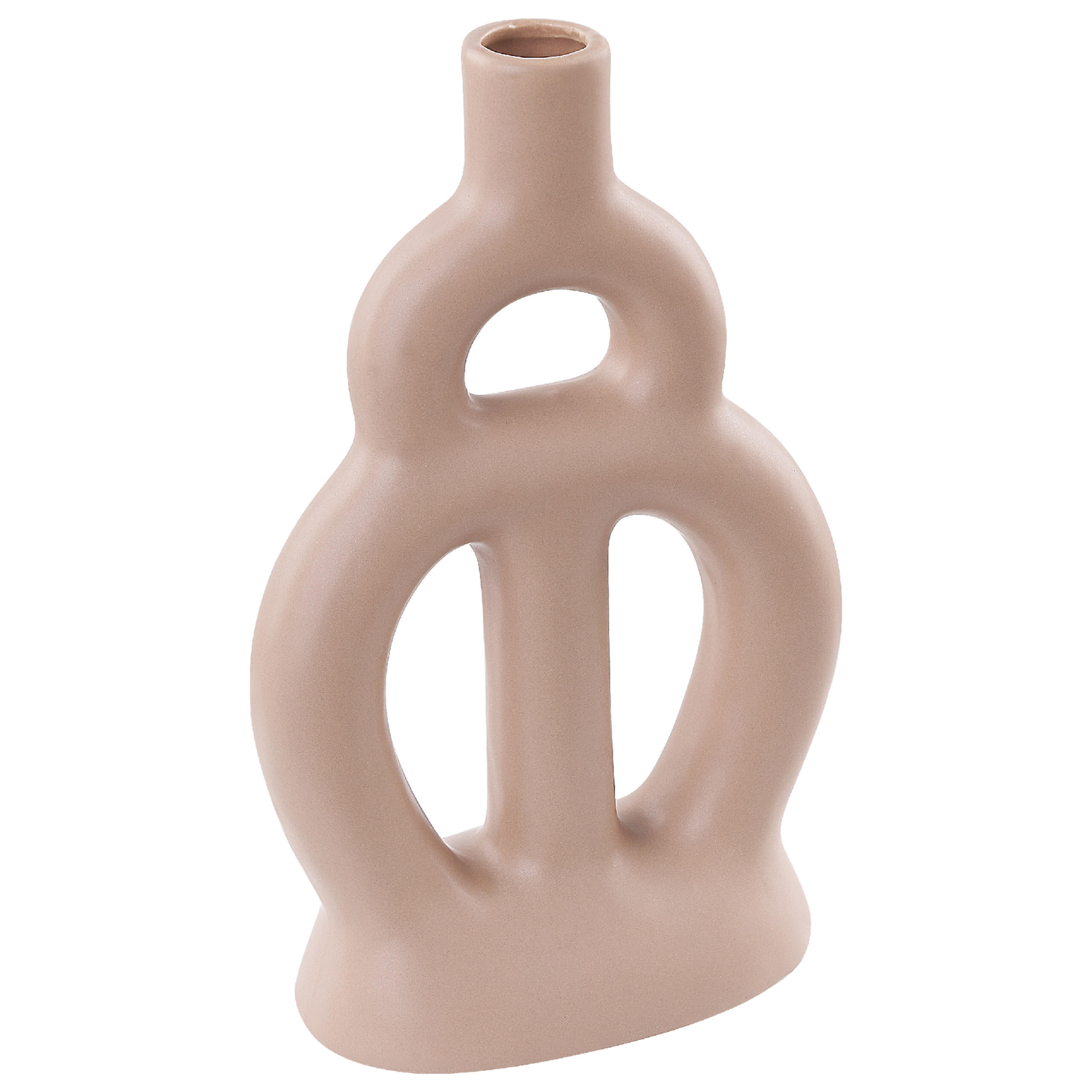 BLUMENVASE Porzellan beige Kozani - Beige, Keramik (28cm) - Beliani