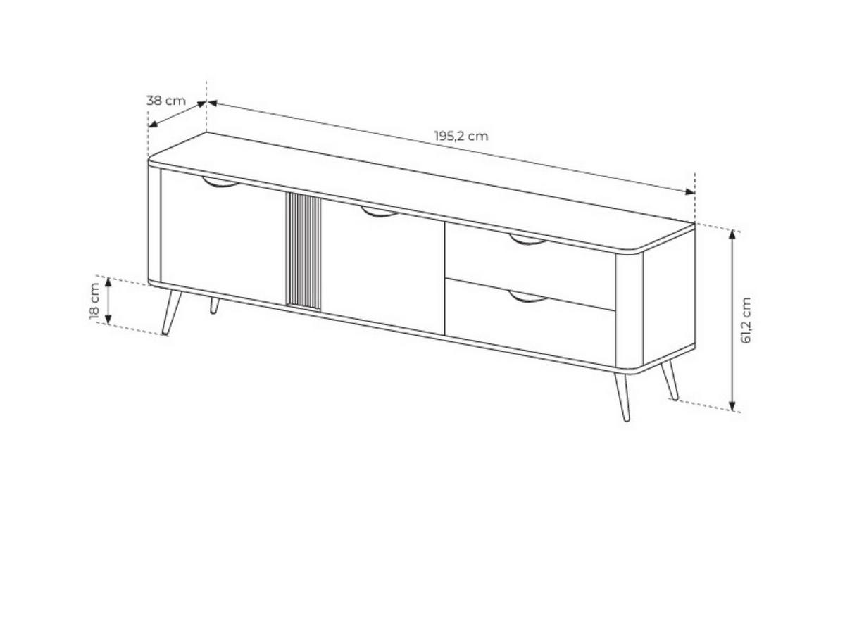 LOWBOARD NOBILE 195,2/81,2/38 cm, Eichefarben - Eichefarben, Holzwerkstoff (195.2/81.2/38cm) - MASSENO