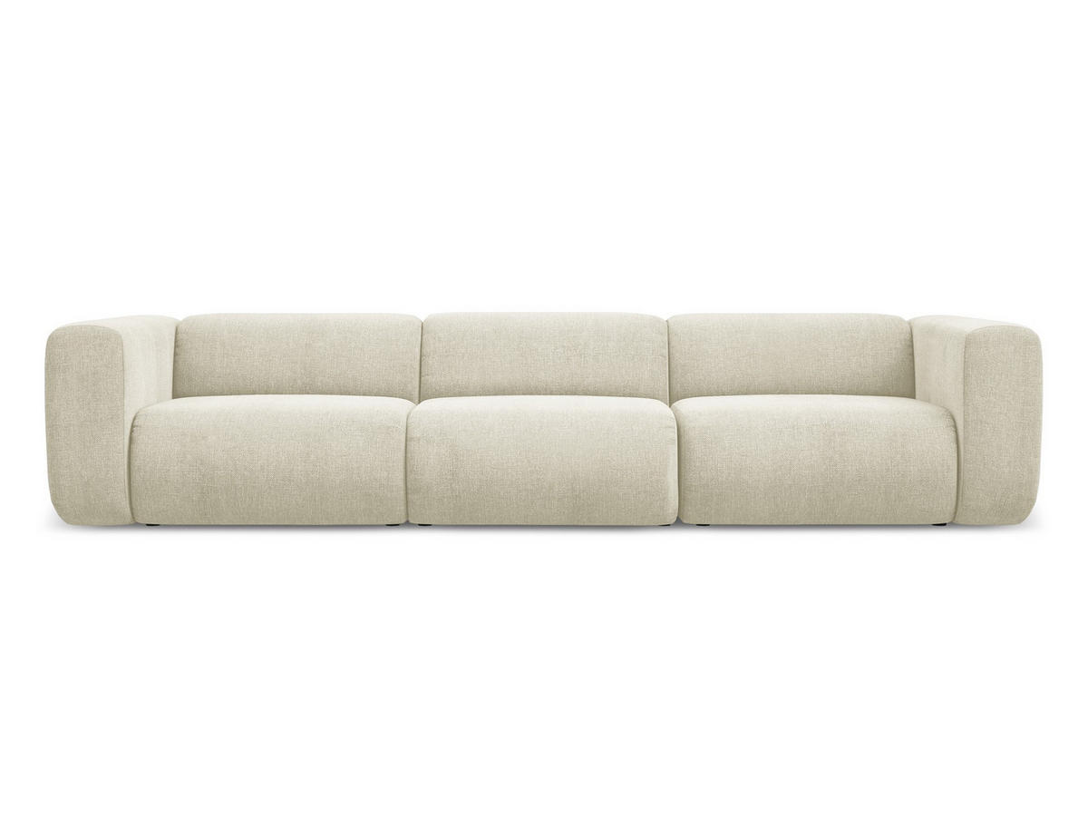 4-SITZER-SOFA Chenille Stoff Beige - Beige/Schwarz, Kunststoff/Textil (319/70/89cm) - Makamii