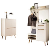GARDEROBEN-SET 2-teilig weiß matt, Scandi Eiche, Garderobenkombination skandinavisch - Eichefarben/Weiß, Glas/Holz (237/200/40cm) - Furn.Design