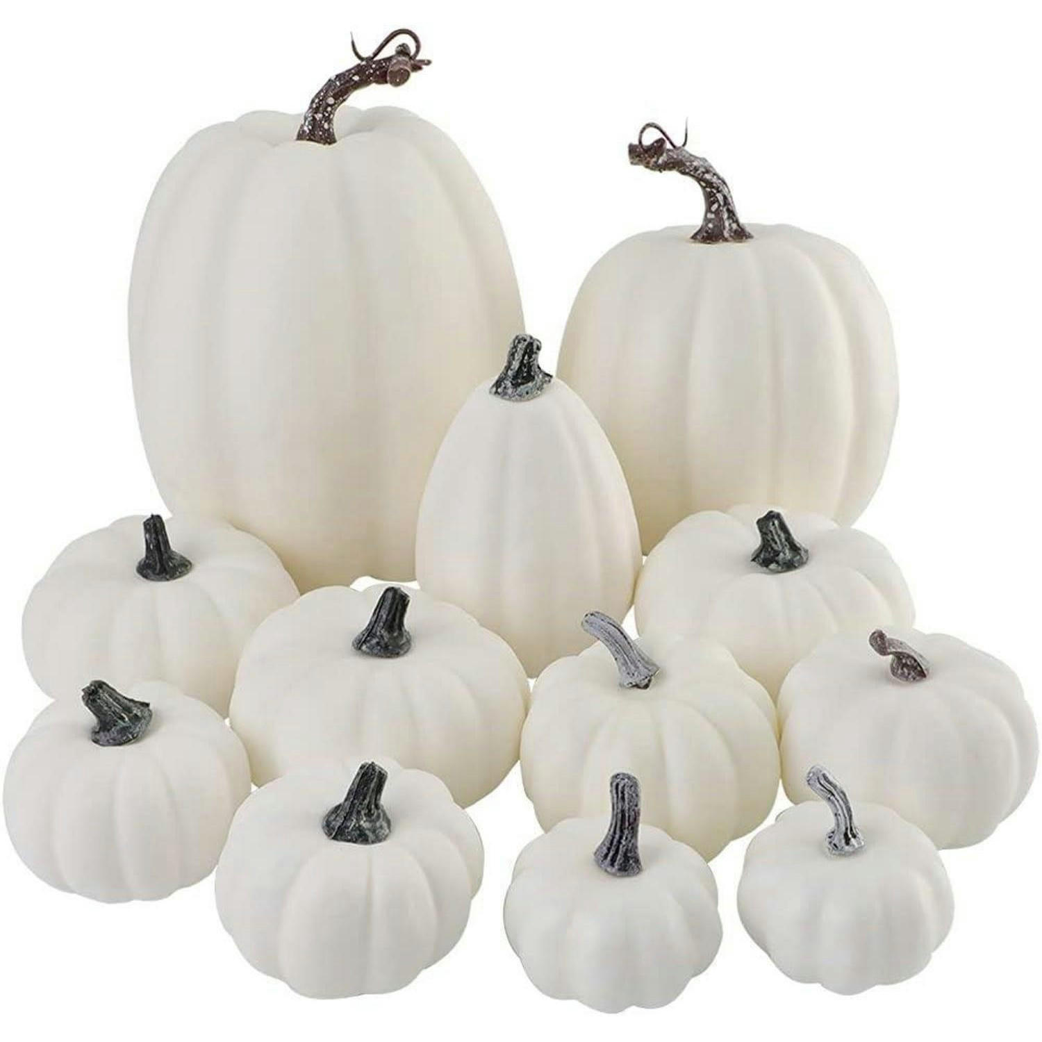 KÜRBIS 12-teiliges Set Künstlich Weiß - Weiß, Kunststoff (9cm)