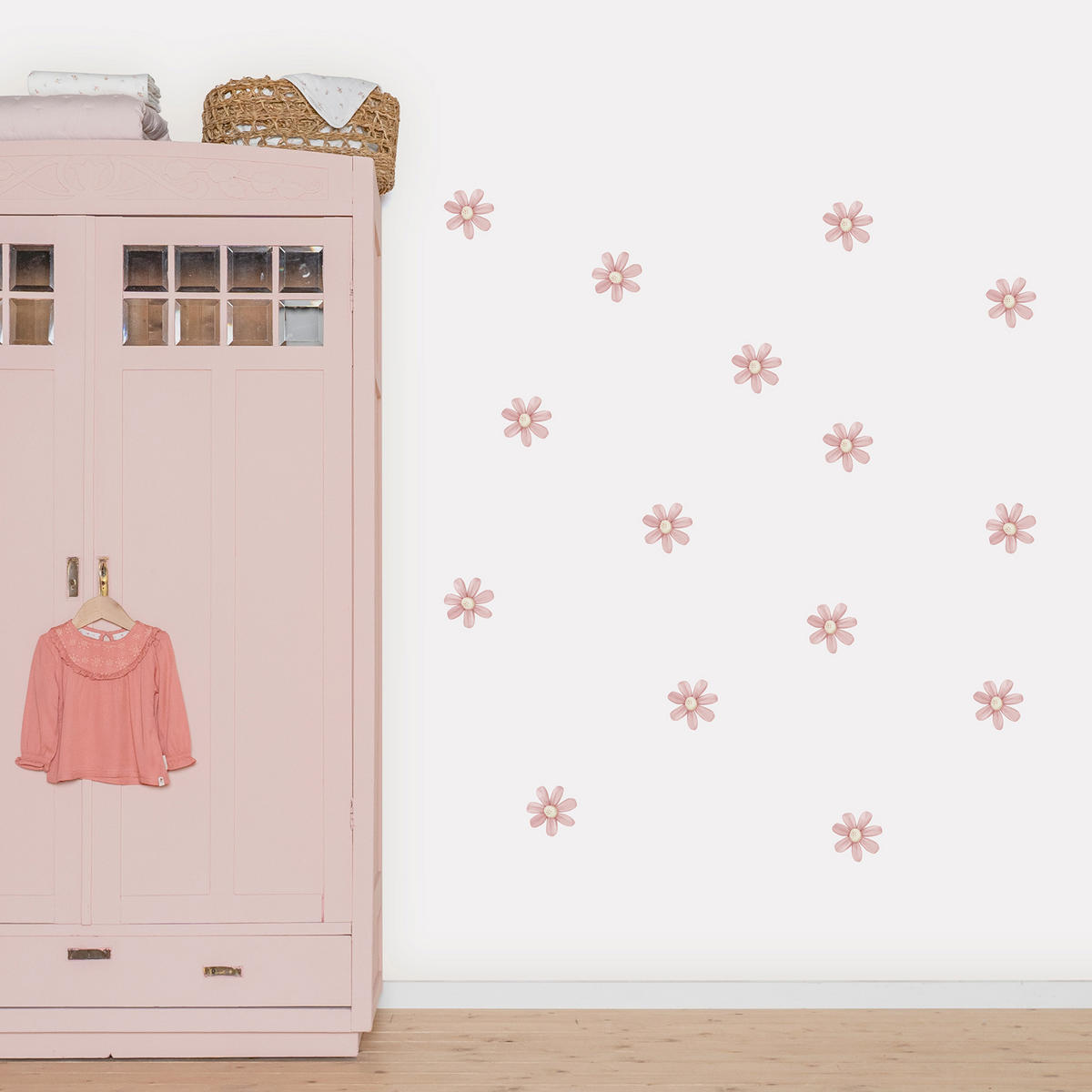 WANDAUFKLEBER Blüten Rosa - Pink, Kunststoff (21/1/0.1cm) - Little Dutch