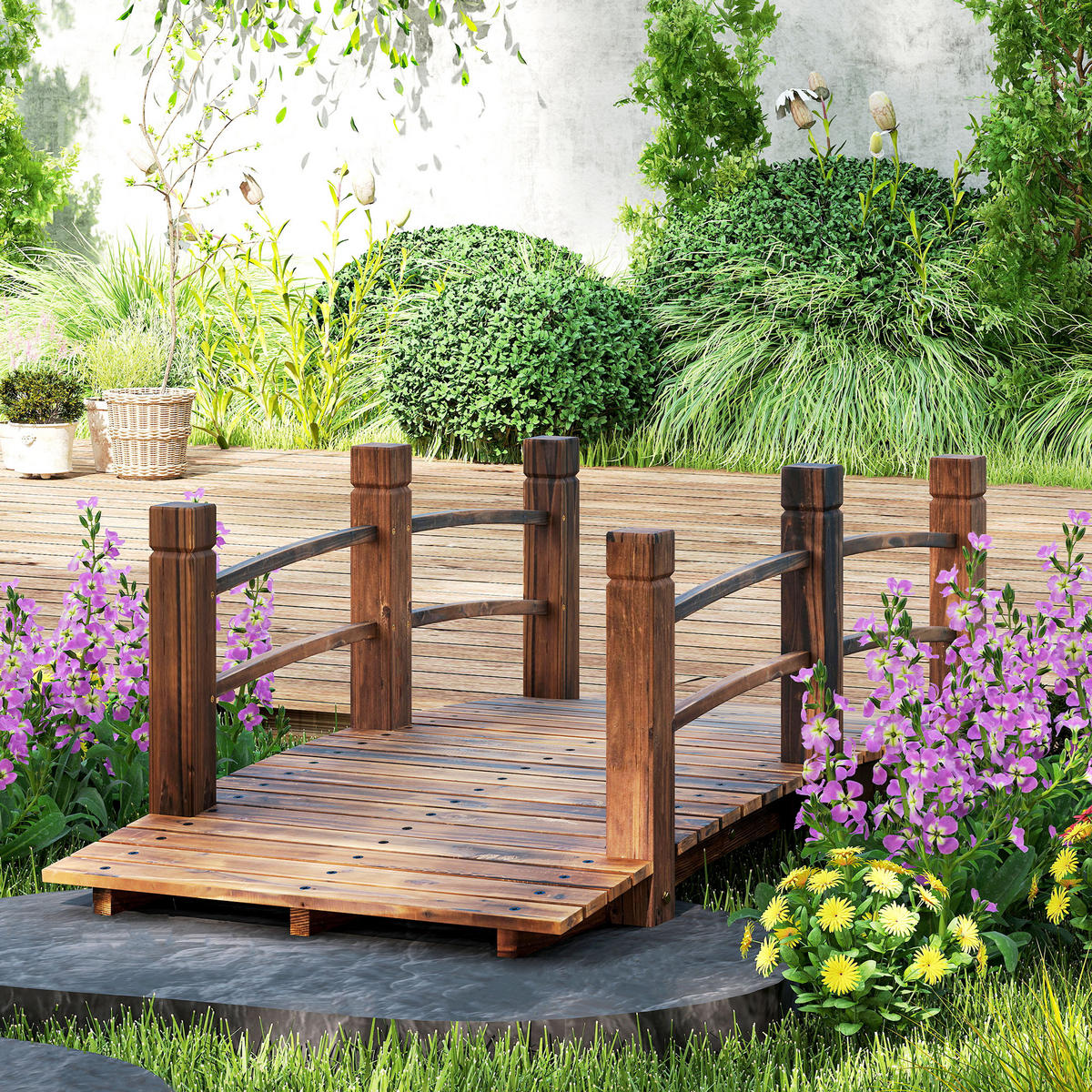 GARTENBRÜCKE, Tannenholz, Dunkelbraun - Dunkelbraun, Holz (1525/67/48cm) - Outsunny