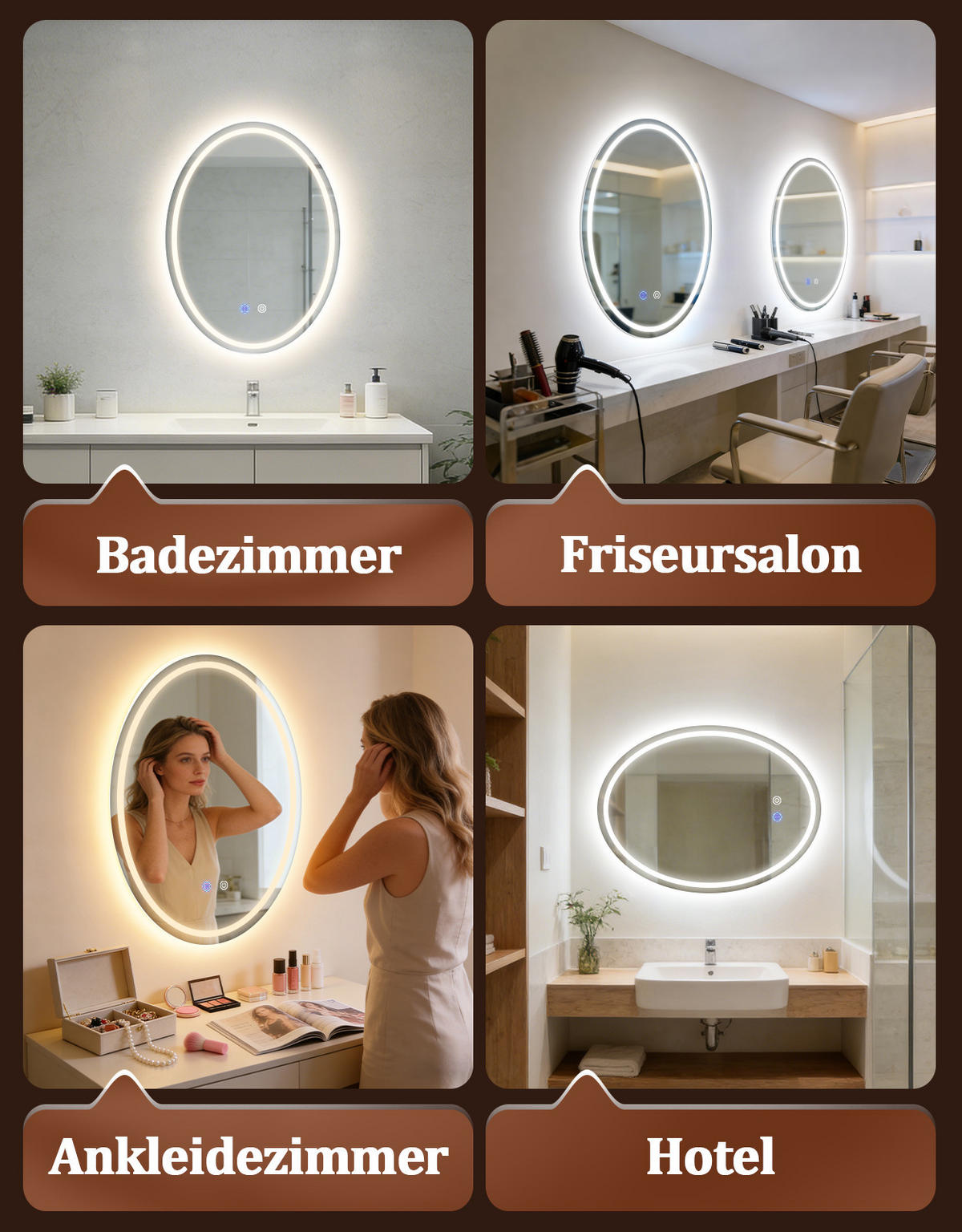 BADSPIEGEL mit Beleuchtung Laryn 3/60/80 cm - Weiß, Glas (60/80/3cm) - ZMH